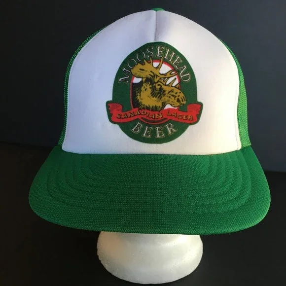 NEW Vintage 1980's Moosehead Beer Green White Trucker Hat Cap Polyfoam Snapback - Picture 6 of 13